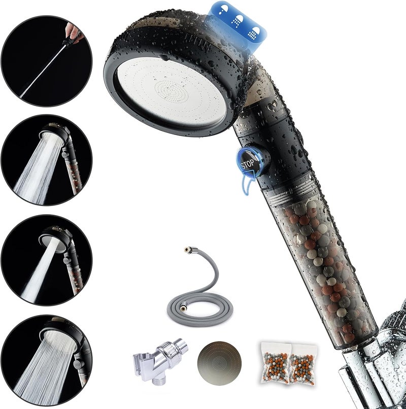PumodTec Filtered Shower Head with Handheld - High Pressure Mineral ShowerHead with Filters for Hard Water - Reduces Dry Itchy Skin, Easy Instal, 4 Modes, Water Saving, Durable, Detachable anti blocking - Image 1